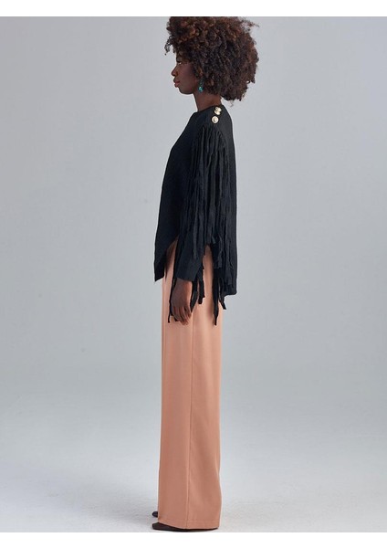 Beli Lastikli Bol Paça Saten Pantolon - Camel fiyatları