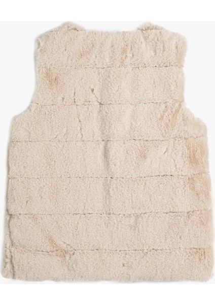 Basic Peluş Yelek Kolsuz Fermuar Kapamalı