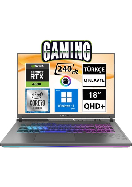 Rog Strix Scar 18 G834JY-N6041A5 I9-13980HX 64GB 2tbssd RTX4090 18" Qhd+ W11P Taşınabilir Bilgisayar