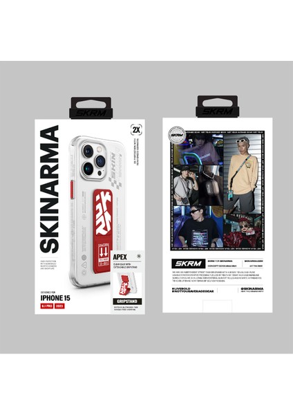 iPhone 15 Pro Uyumlu Kılıf Skinarma Standlı Şeffaf Tasarımlı Apex Kapak Kırmızı indirimleri