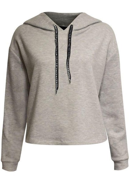 Bağcıklı Kapüşonlu Sweatshirt - Gri