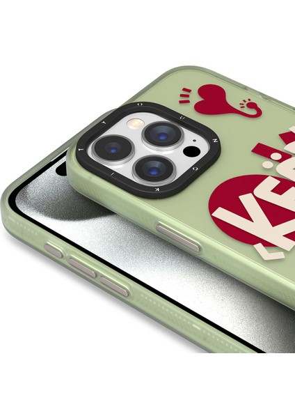 iPhone 15 Pro Uyumlu Kılıf Magsafe Şarj Özellikli Youngkit Happy Hearth Serisi Kapak Su Yeşili