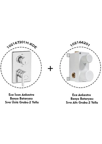 Icon Ankastre Banyo Bataryası 2 Parça Set / 2 Yollu (102167201H-KDE+102166201) fiyatları