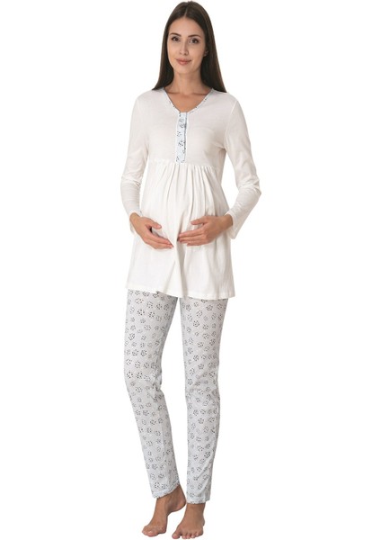 Mavi Hamile Lohusa Pijama Takımı