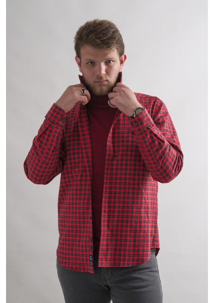 Slim Fit Pamuklu Bitik Kareli Kışlık Kalın Kumaş Erkek Gömlek fiyatları