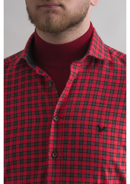 Slim Fit Pamuklu Bitik Kareli Kışlık Kalın Kumaş Erkek Gömlek indirimleri