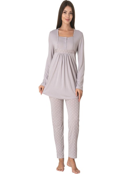 Gri Hamile Lohusa Pijama Takımı