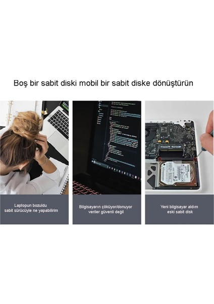 2.5 Inç USB 2.0 Sata Harici HDD Harddisk Kutusu SSD Alüminyum Metal Disk