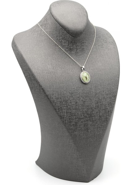 Prehnite Doğal Taş Gümüş Renkli Kolye fiyatları