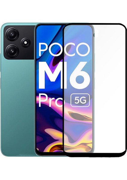 Xiaomi Poco M6 Pro 5g - Redmi 12 5g Tam Kaplayan Çerçeveli Tempered Ekran Koruyucu - Siyah AL3276