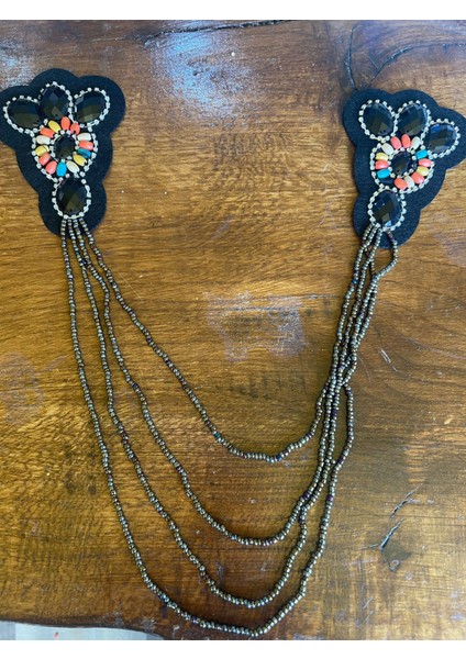 11X9 cm 2 Li Zincir Detaylı Apolet Aplike Omuz Apolet Dikiş Giyim Aksesuarı