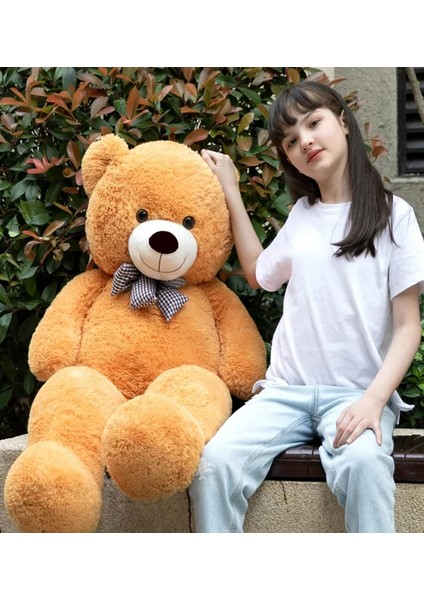 90 cm Rengarenk Papyonlu Peluş Ayıcık - % 100 Yerli