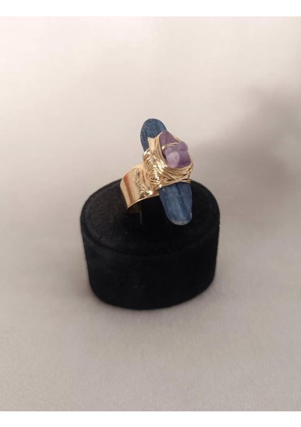 Yüzük Doğal Ametis Drusy Taş Çelik Ayarlanabilir Kadın Erkek Yüzük Takı Aksesuar