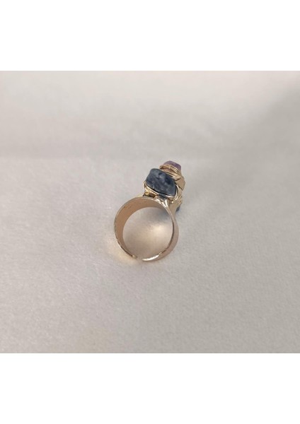 Yüzük Doğal Ametis Drusy Taş Çelik Ayarlanabilir Kadın Erkek Yüzük Takı Aksesuar modelleri