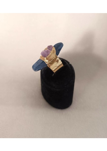 Yüzük Doğal Ametis Drusy Taş Çelik Ayarlanabilir Kadın Erkek Yüzük Takı Aksesuar indirimleri