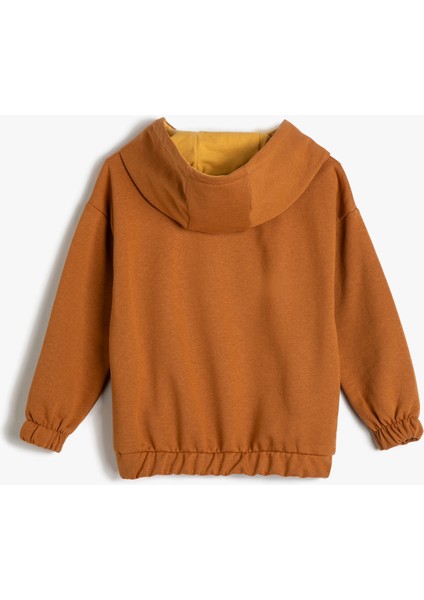 Kapşonlu Sweatshirt Uzun Kollu Kanguru Cepli Slogan Baskılı Şardonlu fiyatları