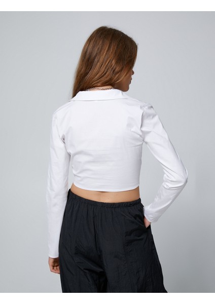 Crop Gömlek Fermuar Detaylı Büzgülü Slim Fit fırsatları