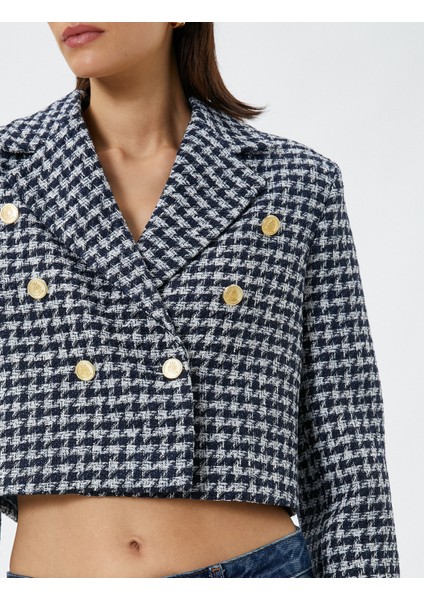 Blazer Tüvit Ceket Crop Kruvaze Gold Düğme Detaylı indirimleri