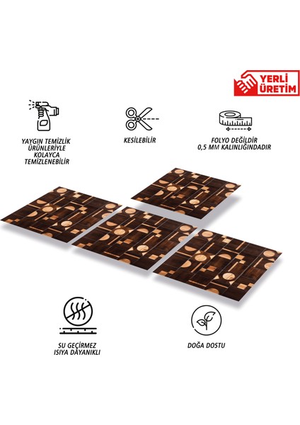 Kendinden Yapışkanlı Ahşap 001 Desenli Pvc Karo 30X30 cm (11 Adet) 1m2