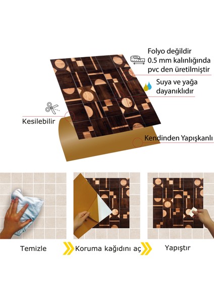 Kendinden Yapışkanlı Ahşap 001 Desenli Pvc Karo 30X30 cm (11 Adet) 1m2