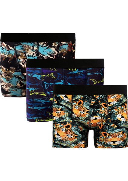 Erkek Boxer 3'lü Paketler %95 Pamuk Premium