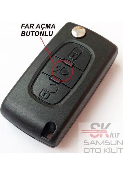 Citroen Berlingo C3 C4 C5 3 Tuşlu Kumanda Kabı Anahtar Kabı Pil Yataksız Logolu