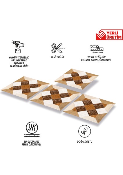 Kendinden Yapışkanlı Ahşap 009 Desenli Pvc Karo 30X30 cm (11 Adet) 1m2