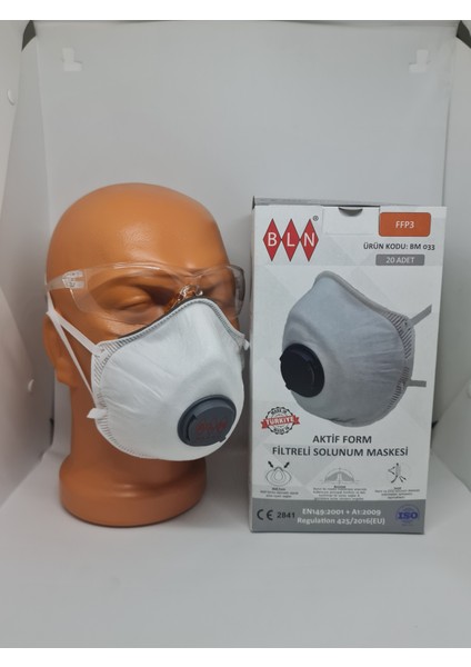 Bln Bm 033 Ffp3 Nr Konik Ventilli Toz Maske (20Lİ Paket)