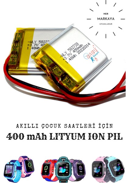 Orjinal Akıllı Çocuk Saat Batarya - Pil 3.7V 400MAH
