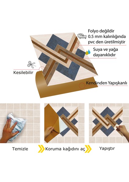 Kendinden Yapışkanlı Ahşap 005 Desenli Pvc Karo 30X30 cm (56 Adet) 5m2