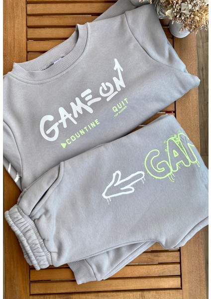 Babyaden Game-On Gri 3 Iplik Dokuma Erkek Çocuk Eşofman Takımı