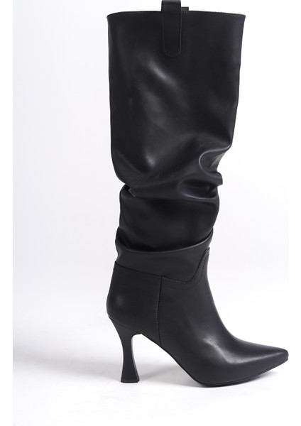 MBV100-S Siyah İnce Topuklu Körüklü Uzun Çizme fiyatları