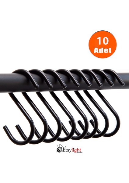3x75 Siyah S Kanca, Mutfak Kanca, Banyo Kanca, Gardırop Kanca, 7,5 cm