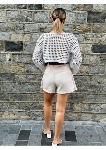 Nika Fashion File Detay Salaş Crop Kazak modelleri