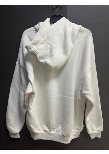 Erkek Kapüşonlu Kanguru Cebli Owersize Sweatshırt Beyaz fiyatları