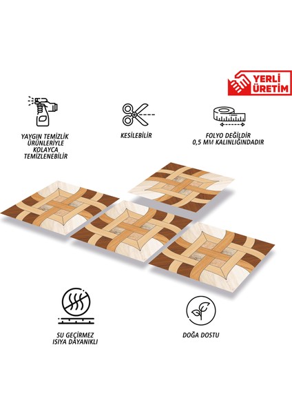 Kendinden Yapışkanlı Ahşap 010 Desenli Pvc Karo 30X30 cm (56 Adet) 5m2