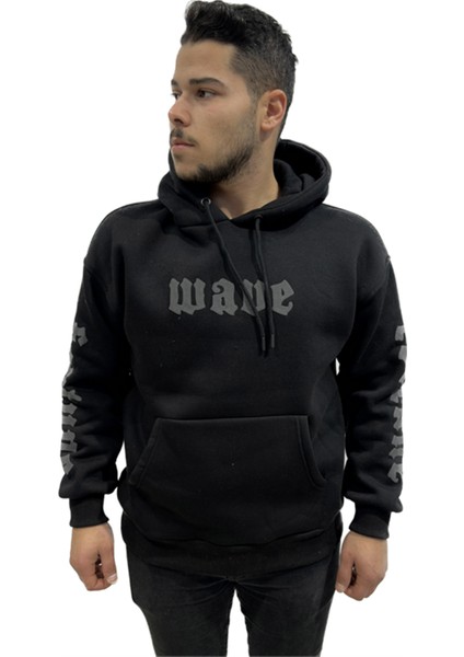 Erkek Kapşonlu Baskılı Owersize Sweatshırt Siyah modelleri