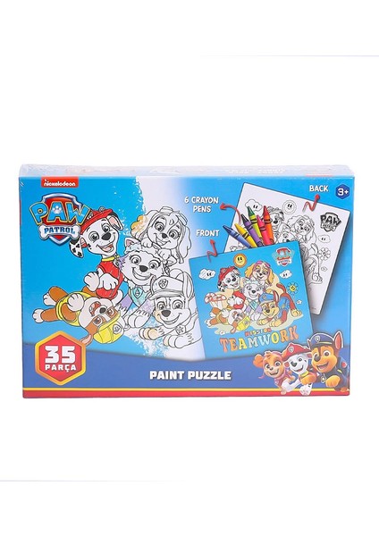 Çocuk Boyamalı Puzzle Oyunu 35 Parça ve 6 Renk Kalemli - Mavi Su Dünyası