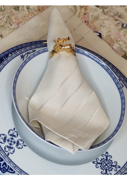 6'lı Lüx Gold Peçete Yüzüğü At Geyik Balık Çam Yılbaşı