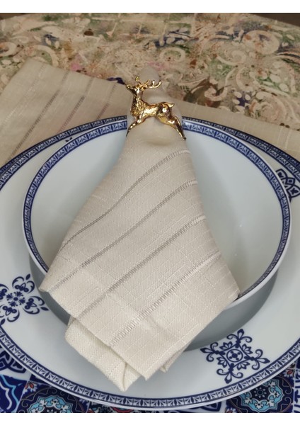 6'lı Lüx Gold Peçete Yüzüğü At Geyik Balık Çam Yılbaşı