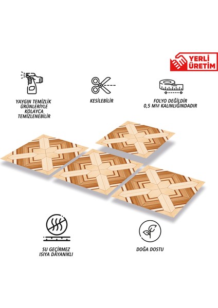 Kendinden Yapışkanlı Ahşap 012 Desenli Pvc Karo 30X30 cm (56 Adet) 5m2