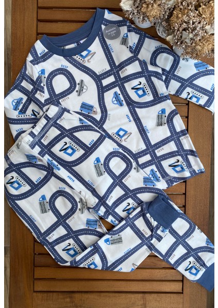 Babyaden Araba Yolu Desenli Erkek Çocuk Pijama Takımı fırsatları