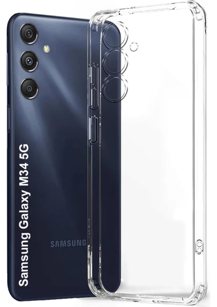 Samsung Galaxy M34 5g Kılıf Şeffaf Kamera Korumalı Yumuşak Silikon