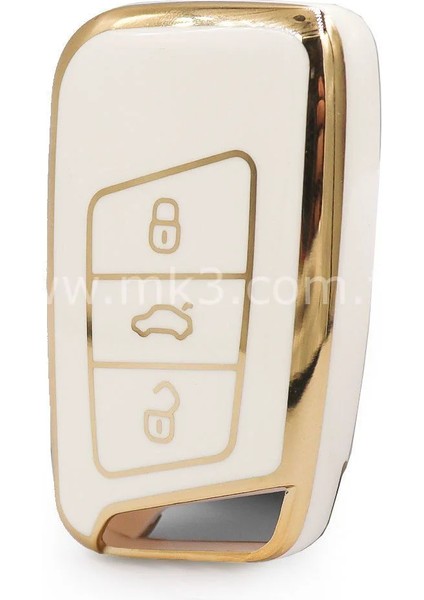Skoda Superb Kodiaq Keyless Go Nano Anahtar Kılıfı 3 Buton Beyaz