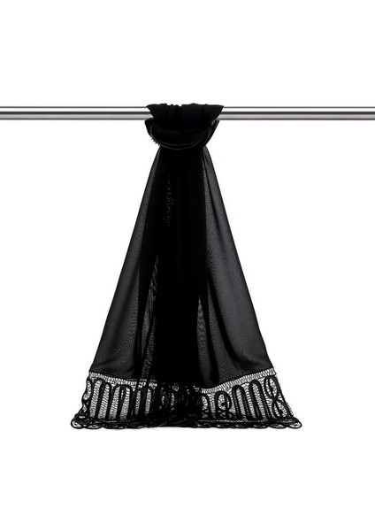 Siyah El Işi Dantel Angles Şal