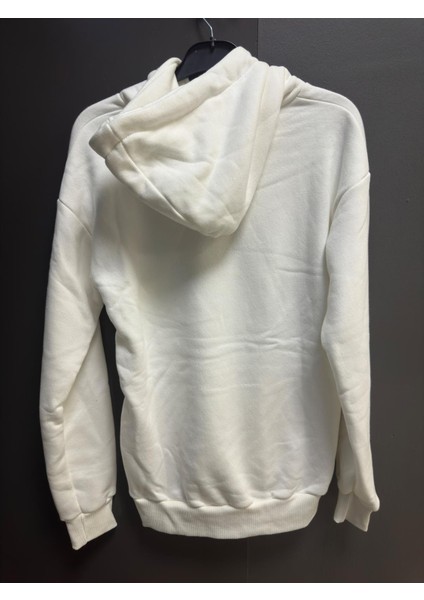 Erkek Kapşonlu Baskılı Owersize Sweatshırt Beyaz fiyatları