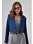 Lacivert Kruvaze Crop Blazer Ceket 3