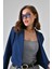 Lacivert Kruvaze Crop Blazer Ceket 4