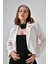 Ekru Kruvaze Crop Blazer Ceket 4