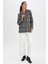 Oversize Fit Kazayağı Desenli Dokulu Tuvit Blazer Ceket V4333AZ22WN 2